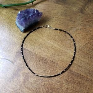 Dainty black beaded choker
